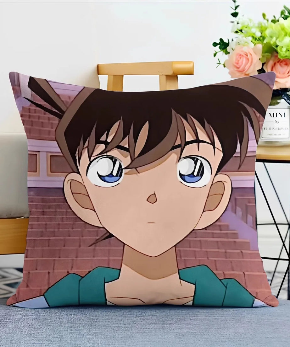 Detective Conan Pillowcase – Soft Anime Cushion Cover with Zipper for Sofa & Bedroom Decor