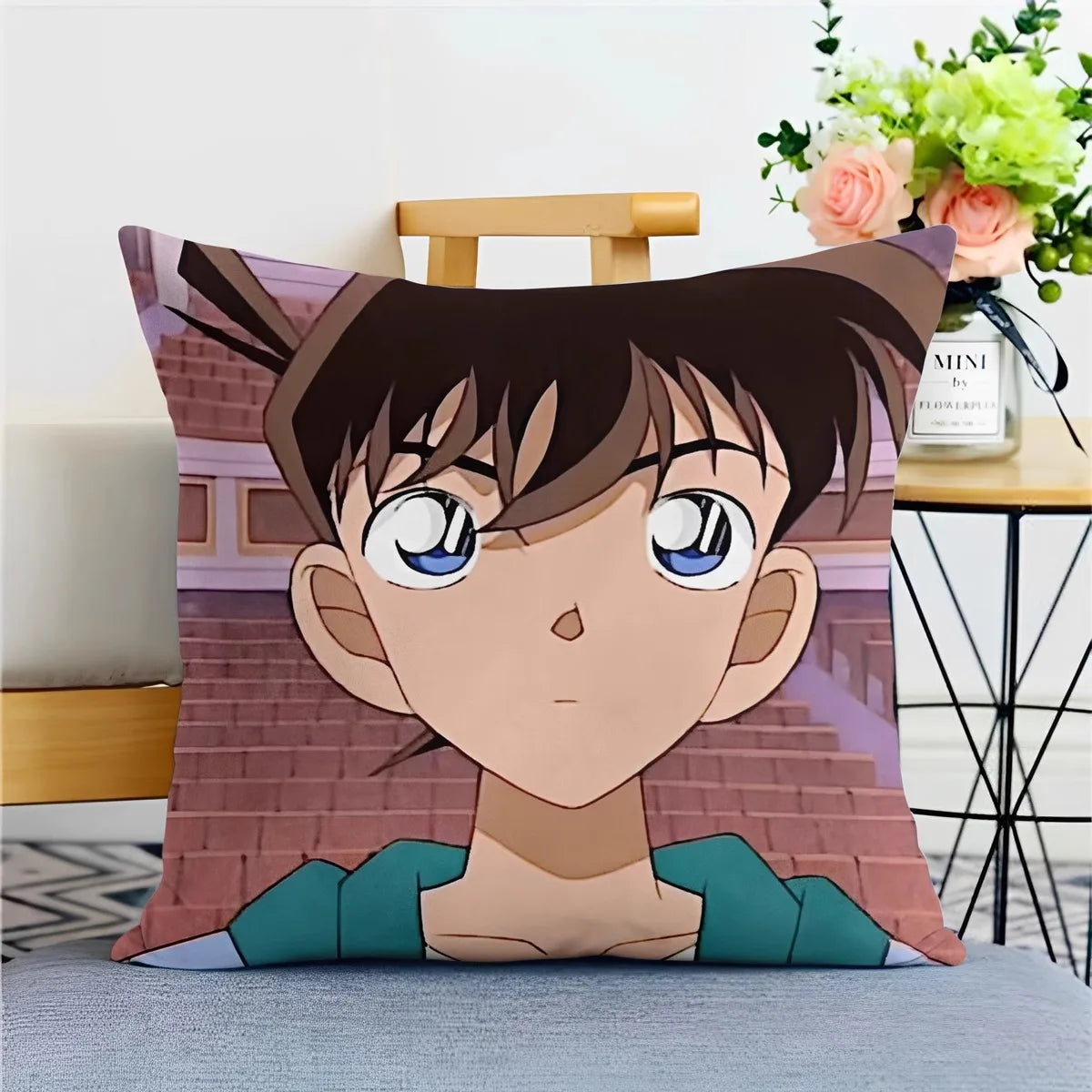 Detective Conan Pillowcase – Soft Anime Cushion Cover with Zipper for Sofa & Bedroom Decor