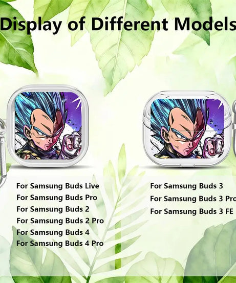 Clear Earphone Cases Cover With Hook Case For Samsung Galaxy Buds 3Pro 4Pro Live 3 FE 2Pro 2 4 Pro Master Roshi V-Vegeta