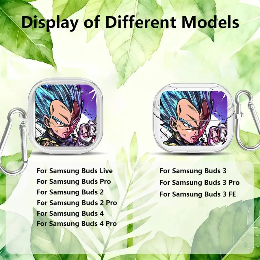 Clear Earphone Cases Cover With Hook Case For Samsung Galaxy Buds 3Pro 4Pro Live 3 FE 2Pro 2 4 Pro Master Roshi V-Vegeta