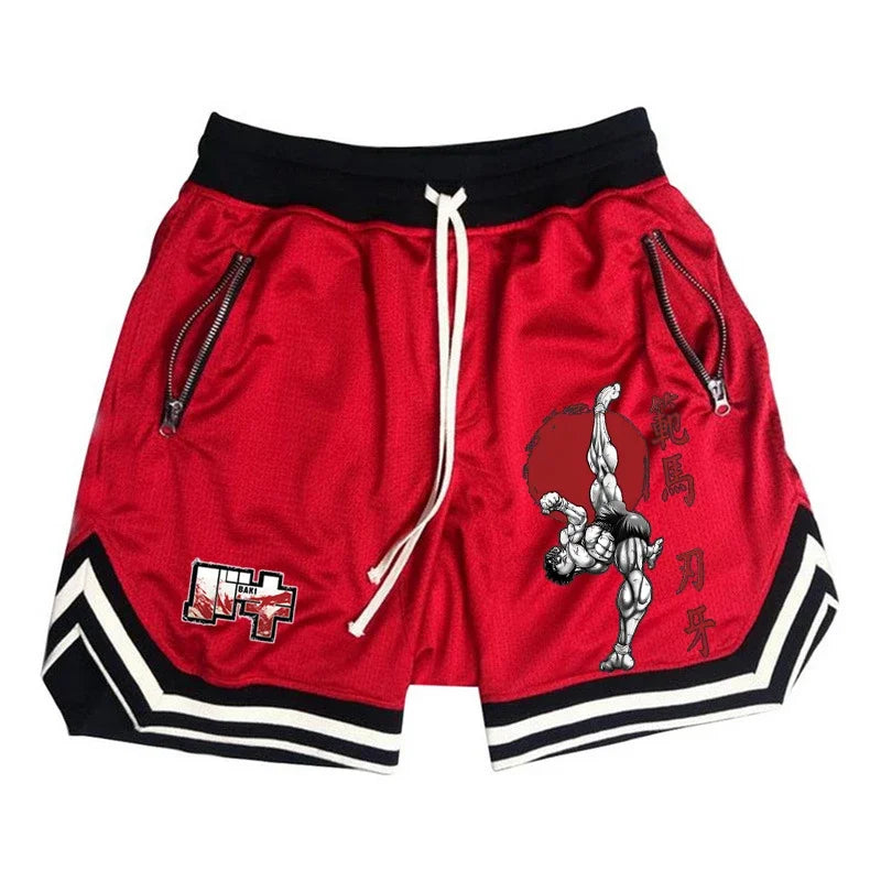 Baki Hanma Anime Quick-Dry Mesh Gym Shorts – Fitness & Basketball Activewear 3