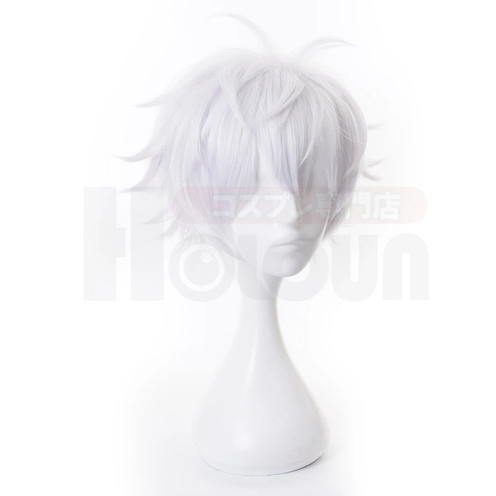 Anime Jujutsu Kaisen Satoru Gojo Cosplay Wig – Spiky White Synthetic Hair 3