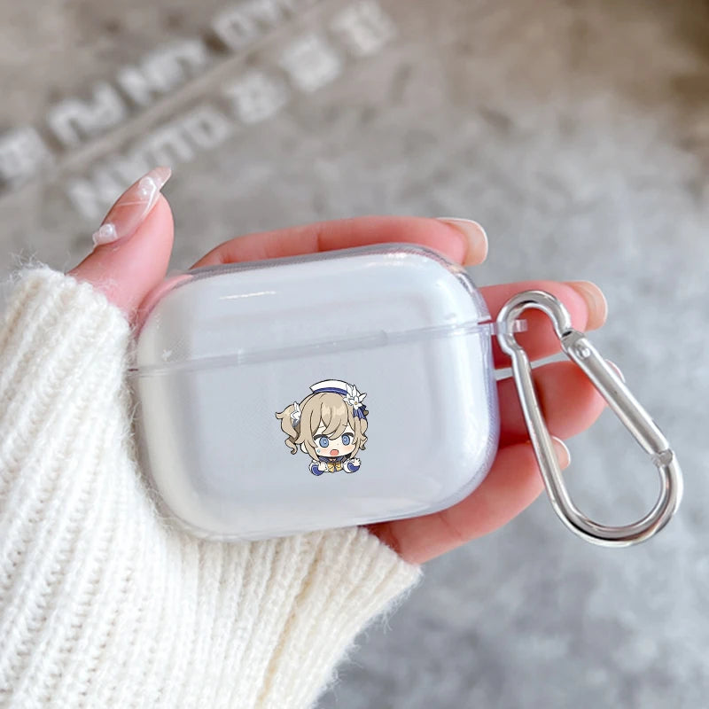 Genshin Impact Anime With Hook Case For AirPods 2 3 1 Cases For Apple AirPods Pro 2 Coque Transparent TPU Earphone Cover