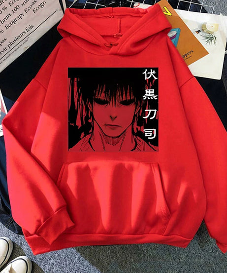 Fashion Unisex Hoodies Anime Fushiguro Toji Printed Hooded Seatshirts Streetwear Casual Pullover Tops