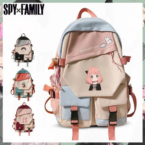 Anime SPY×FAMILY Anya Damian Desmond Unisex Large Capacity Blue Red Black Green Contrasting Color Casual Backpack Gift