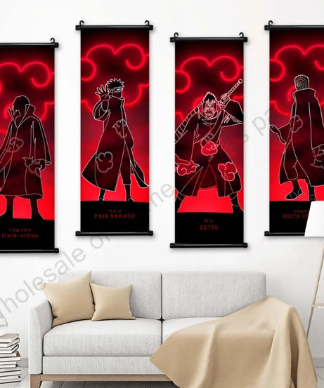 Naruto Villains Wall Scroll – Akatsuki Zetsu, Obito & Pain Canvas Poster