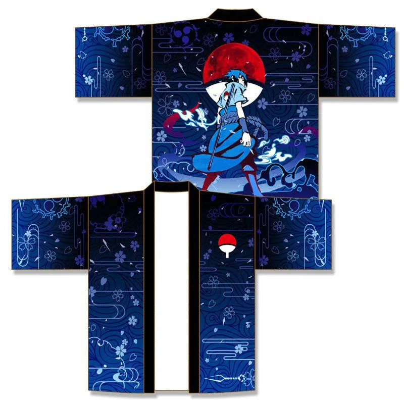 Uchiha Itachi shirt  Kimono Cardigan Print Crow Loose Blouse Shirt Haori Obi Asian Clothes Harajuku Streetwear