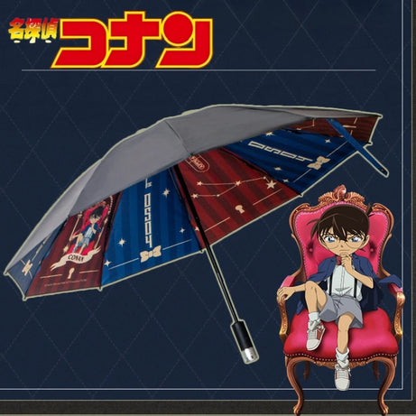 Original Detective Conan 10 Bones Sunscreen Flashlight Rainproof Automatic Folding Umbrella