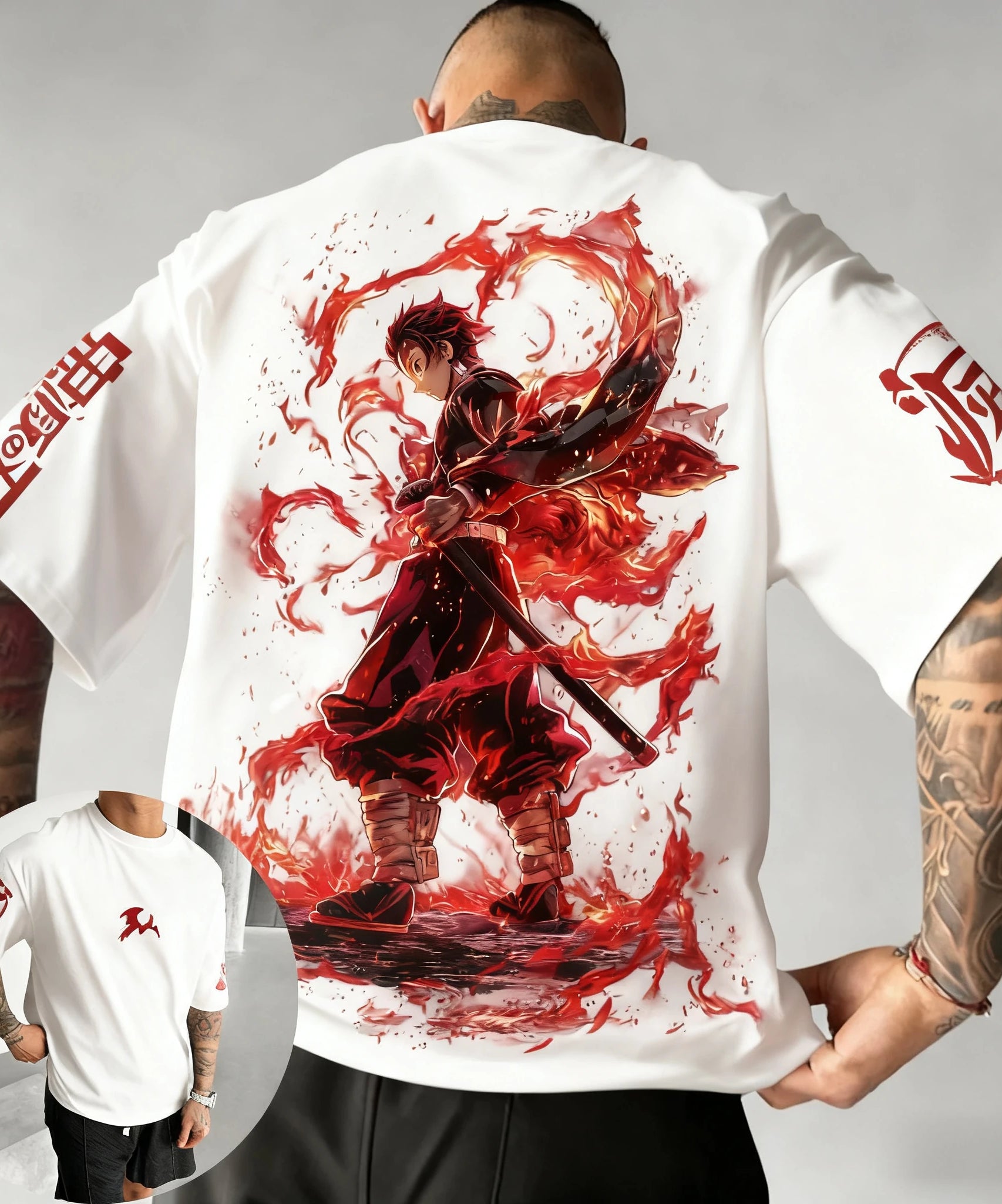 Demon Slayer Anime Co Branded Printed T-shirt Summer New Men's Japanese Harajuku Loose Casual Children's Parent Child Top