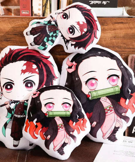 Tanjiro & Nezuko Plush Pillow – Demon Slayer Anime Cushion