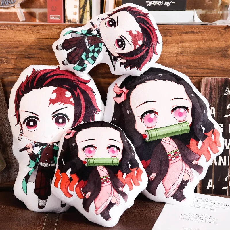 Tanjiro & Nezuko Plush Pillow – Demon Slayer Anime Cushion