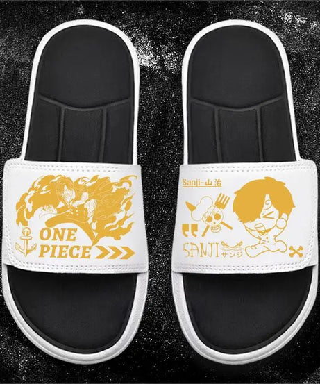 One Piece Anime Luffy Zoro Nami Pattern New Slippers Men and Women Fashionable Flat Outdoor Comfortable Sandals Gift