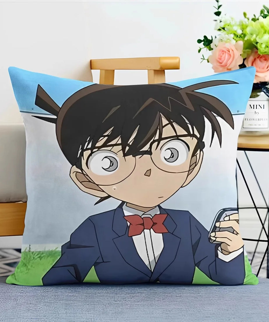 Detective Conan Pillowcase – Soft Anime Cushion Cover with Zipper for Sofa & Bedroom Decor