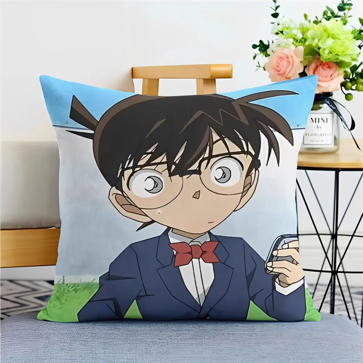 Detective Conan Pillowcase – Soft Anime Cushion Cover with Zipper for Sofa & Bedroom Decor