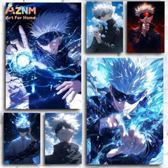 Anime Jujutsu Kaisen Gojo Satoru Canvas Print – Blue Power Wall Art Poster