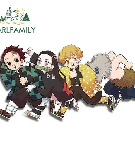EARLFAMILY 13cm X 3.8cm Anime Running Chibi Car Stickers Trunk Windows Cartoon Decal Personality Kamado Nezuko Car Accessories
