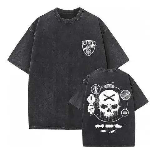 One Piece Skull Short Sleeve Tee Anime Washed Vintage Graphic T-Shirt Man Women Casual Tops Summer Y2k Streetwear