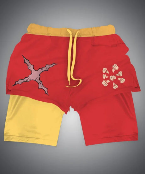 One Piece x Naruto x Dragon Ball 2-in-1 Men’s Gym Shorts – Quick-Dry & Breathable Sportswear