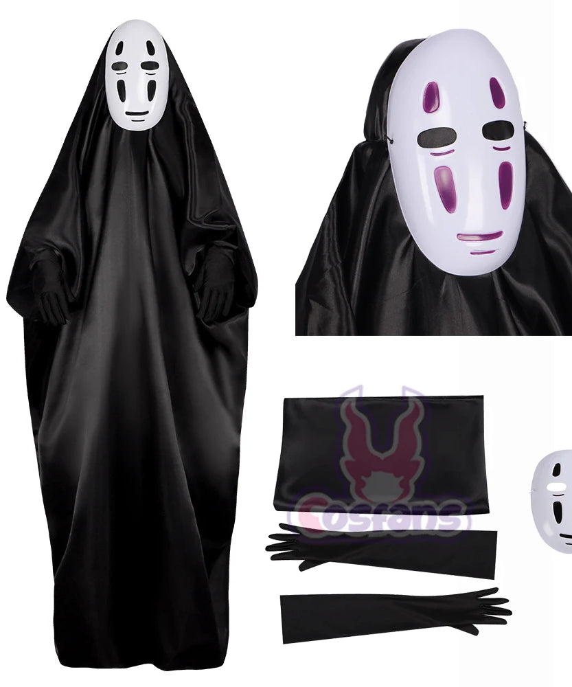 No Face Man Cosplay Costume Unisex Halloween Anime Carnival Party Adult Clothing Including Ghost Mask Gloves Comic Con