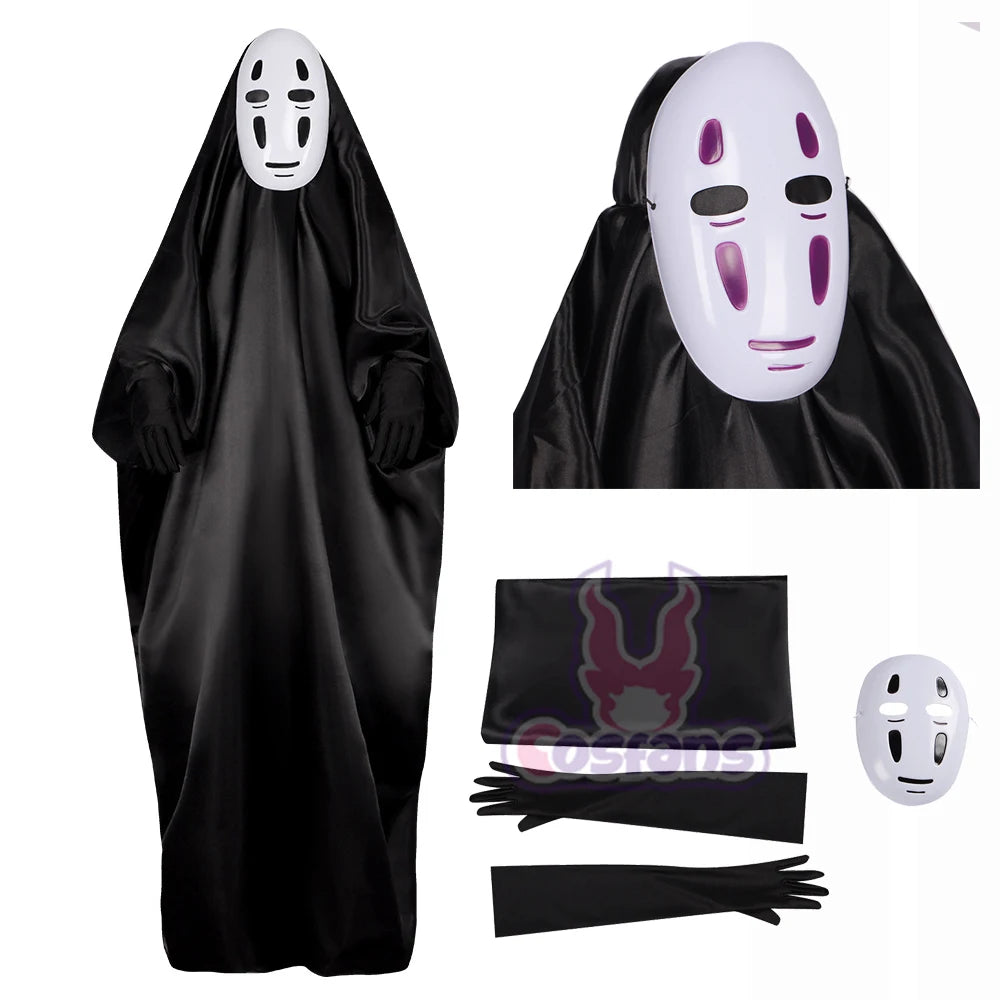 No Face Man Cosplay Costume Unisex Halloween Anime Carnival Party Adult Clothing Including Ghost Mask Gloves Comic Con