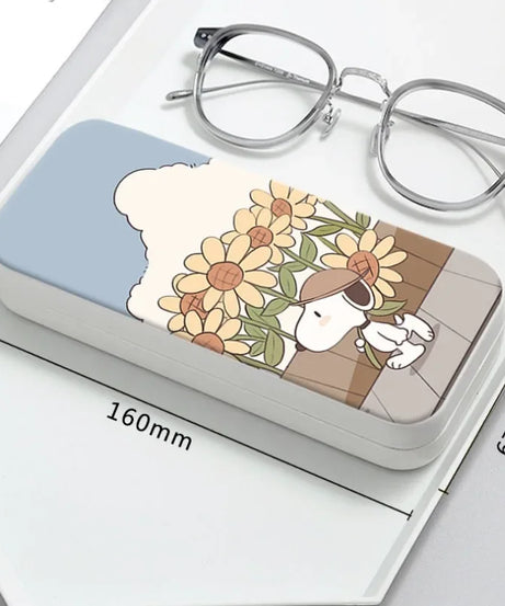 Snoopy Girl Korean Fresh Student Cute Disney Fashion Simple Anti-fall Portable Anti-Stress Folding Glasses Case