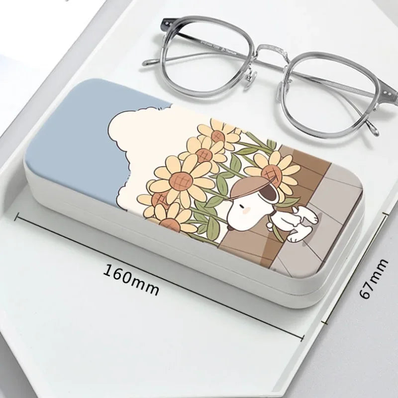 Snoopy Girl Korean Fresh Student Cute Disney Fashion Simple Anti-fall Portable Anti-Stress Folding Glasses Case