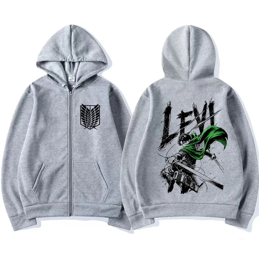 Attack on Titan Levi Ackerman & Eren Jaeger Graphic Zip-Up Hoodie 2