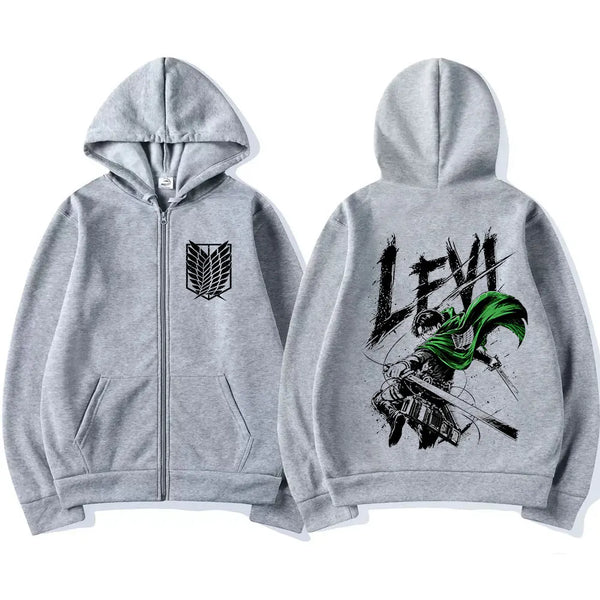 Attack on Titan Levi Ackerman & Eren Jaeger Graphic Zip-Up Hoodie