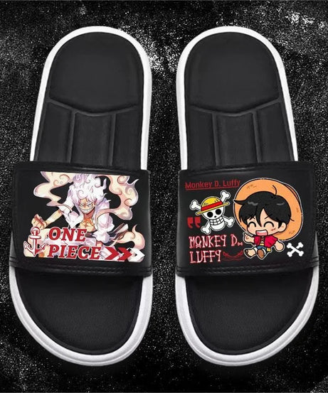 One Piece Anime Luffy Zoro Nami Pattern New Slippers Men and Women Fashionable Flat Outdoor Comfortable Sandals Gift