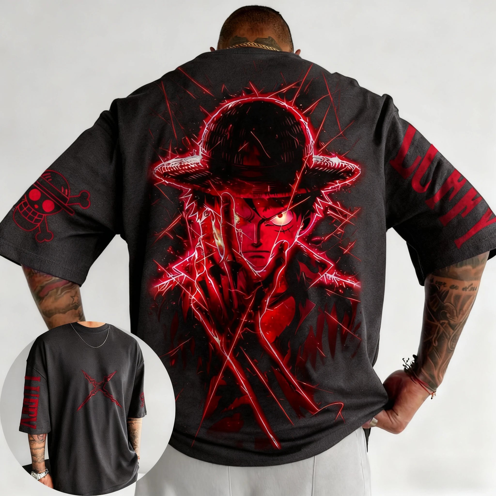 One Piece Luffy Anime Joint T-shirt Street Summer New Men's Harajuku Loose Casual Children's Parent Child Clothing Top