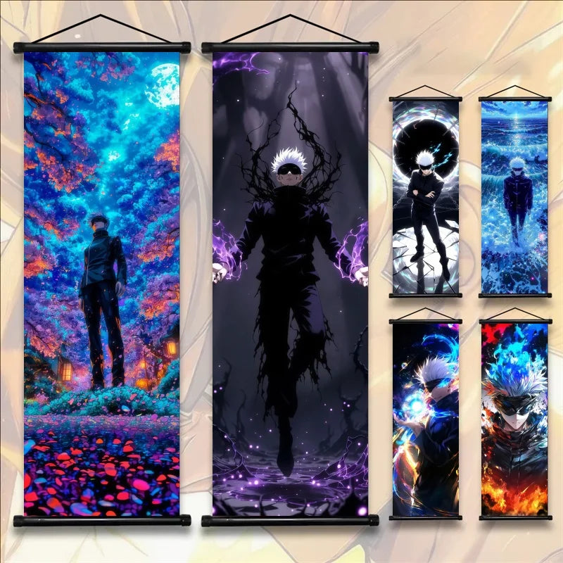 Anime Jujutsu Kaisen Gojo Satoru Hanging Scroll – Fabric Wall Art Poster