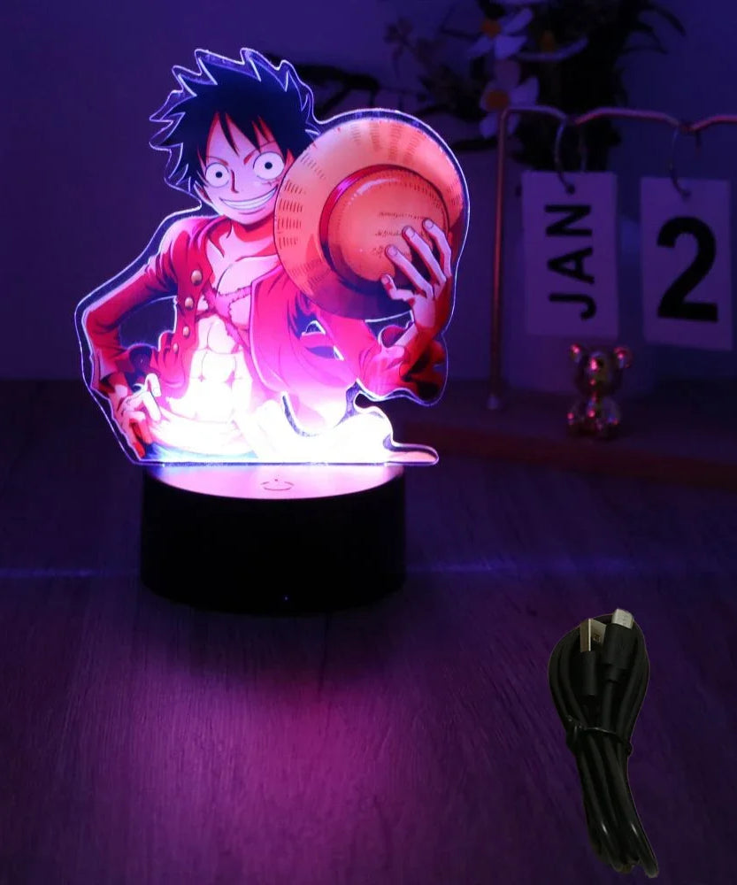 Actions Figure One Piece Luffy Zoro Anime Figures 3D Lamp PVC Action Collection Model Toys LED Night Light Kid Christmas Gift