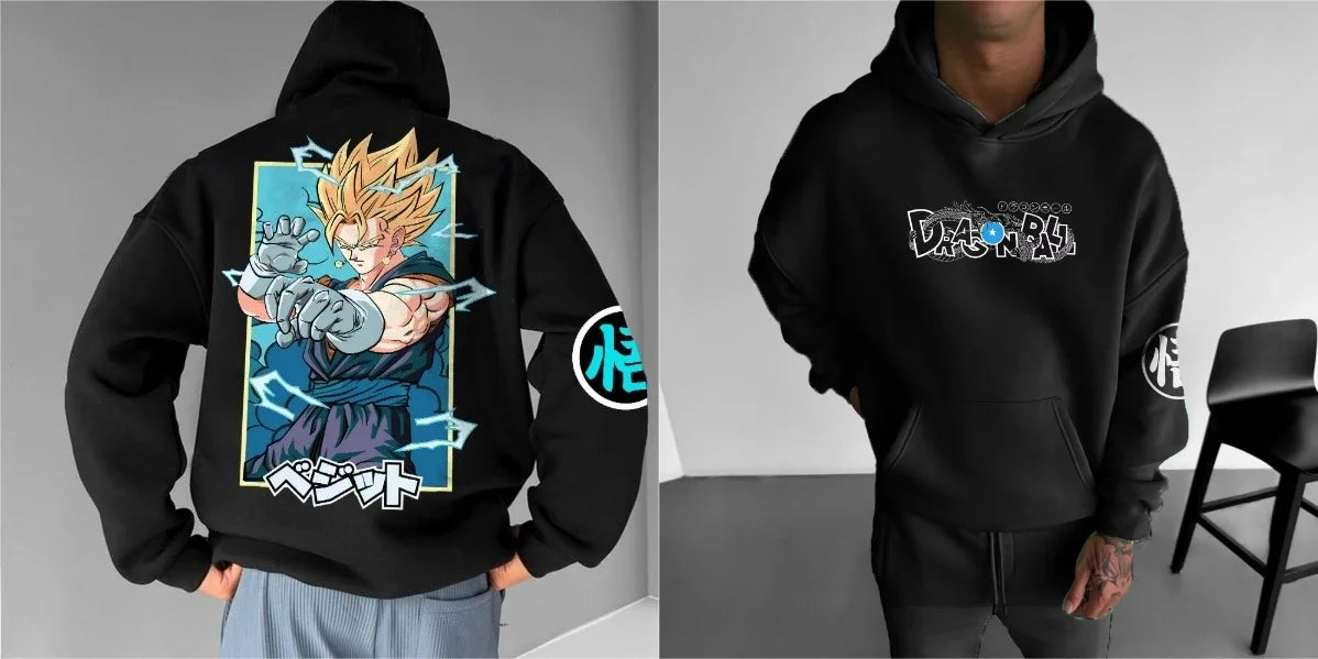Oversized Men's Hoodie Anime Dragon Ball Sanyan Y2k Clothes Sweatshirt Autumn Winter Sweater Loose Cotton Women Long Sleeve Tops