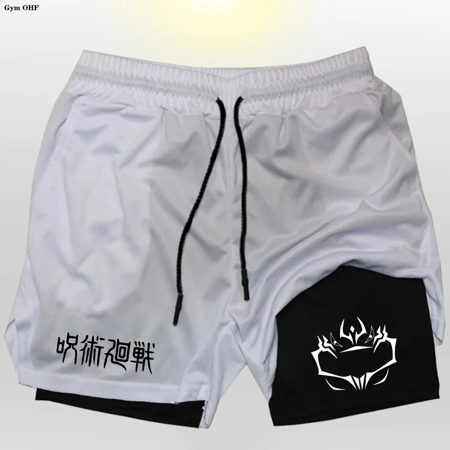 Anime Jujutsu Kaisen 2 in 1 2D Printed Compression Shorts