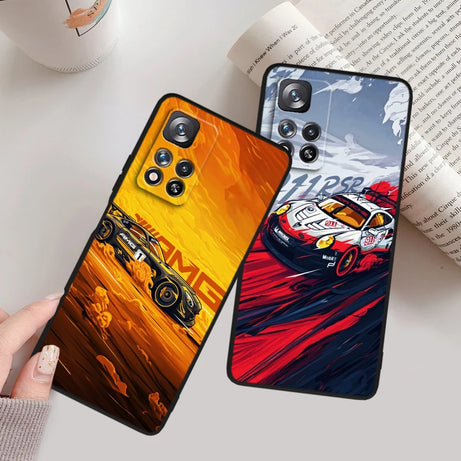 Cool Anime Sports Car For Xiaomi Redmi Note 12 12 11 11T 11S 10 10S 9 8 8T 7 6 Pro Plus 5G Black Phone Case Cover