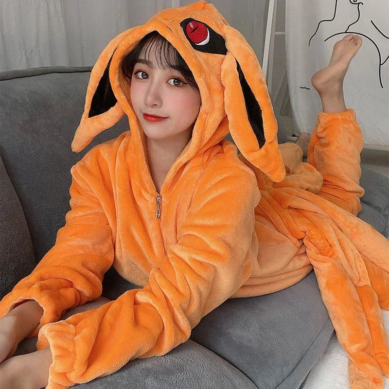 Naruto Kurama Nine Tails Kigurumi Onesie Anime Cosplay Fleece Pajamas Jumpsuit 2