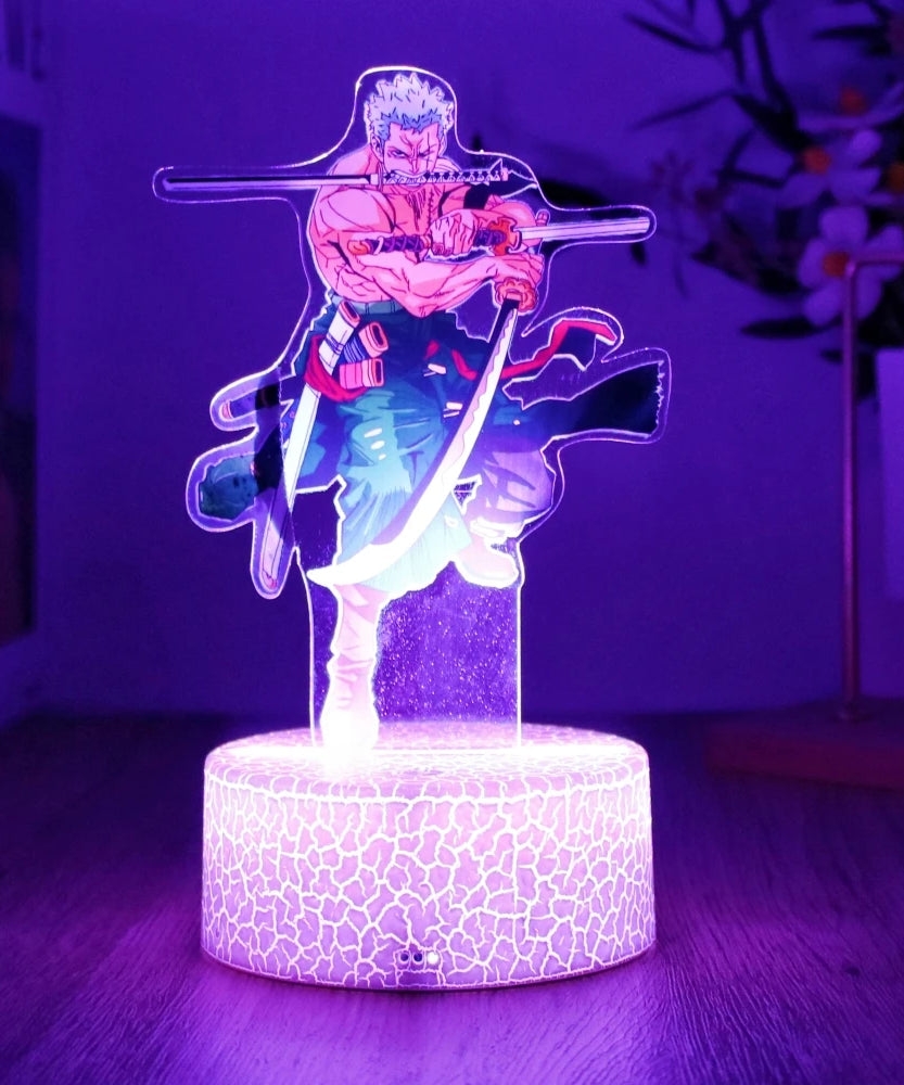 Actions Figure One Piece Luffy Zoro Anime Figures 3D Lamp PVC Action Collection Model Toys LED Night Light Kid Christmas Gift