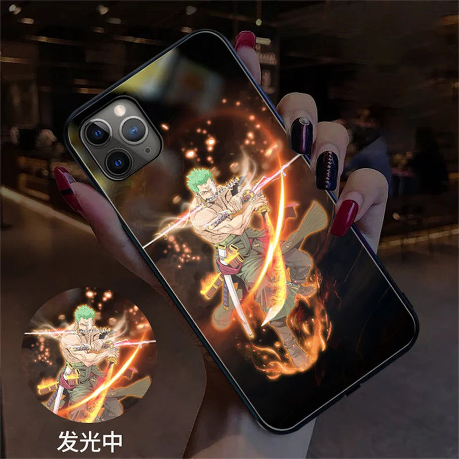 Anime Led New Phone Case Voice-Activated Luminous Music Flash Shockproof Glass Protection Cover For Samsung Galaxy S23 S22