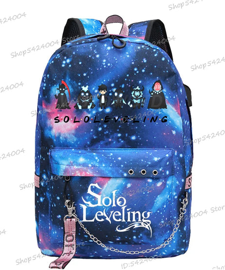 Cute Funny Solo Leveling Anime School Backpack for Teenager Bookbag Fashion Student Zipper Travel Rucksack Women Men Back Pack