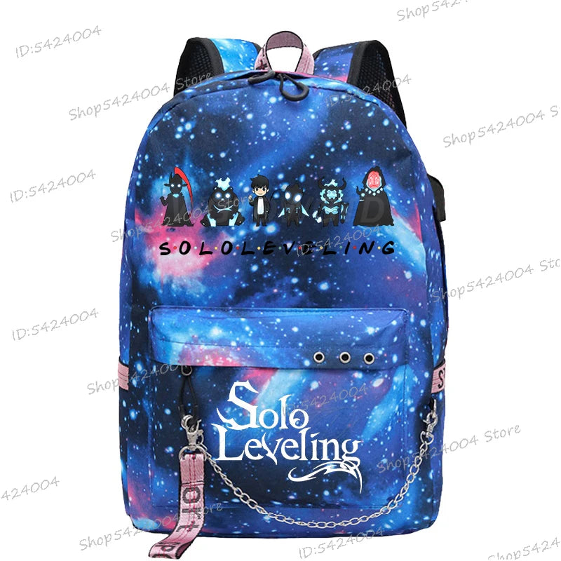 Cute Funny Solo Leveling Anime School Backpack for Teenager Bookbag Fashion Student Zipper Travel Rucksack Women Men Back Pack
