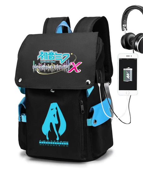 New Hatsune Anime Backpack Student School Shoulder Bag Business Multifunctional Large Capacity Computer Bag Travel Backpack Gift
