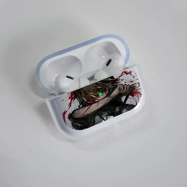 New For AirPods 4 Case Anime Soft Silicone Cover For AirPods 3 1 Pro2 Chainsaw Man power and meowy Earphone Charging Box
