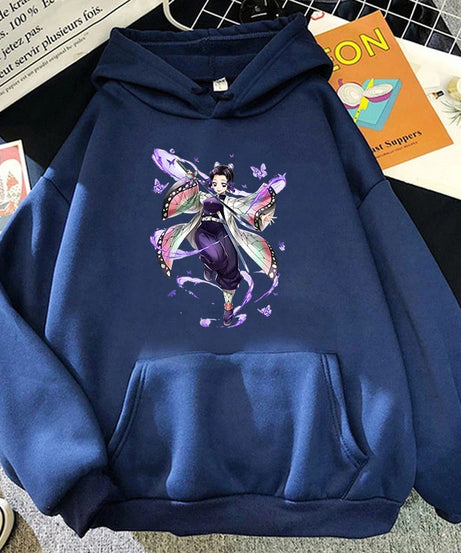 New Fashion Unisex Hoodies Anime Kochou Shinobu Printed Hooded Women Men Harajuku Streetwear Sweatshirt Casual Pullover Tops