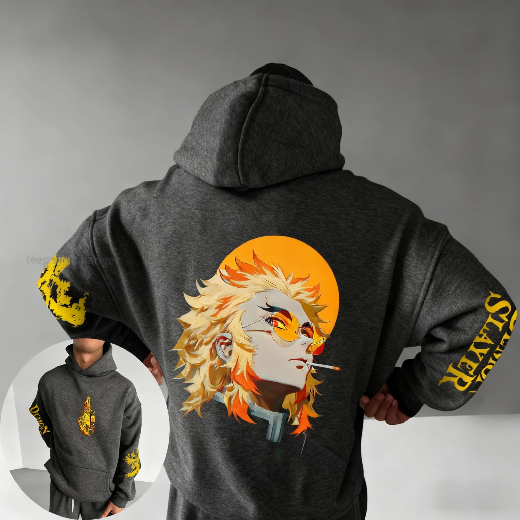 Demon Slayer Anime Autumn/Winter Men's New Rengoku Kyoujurou Printed Loose Casual Harajuku Parent Child Sweater Top