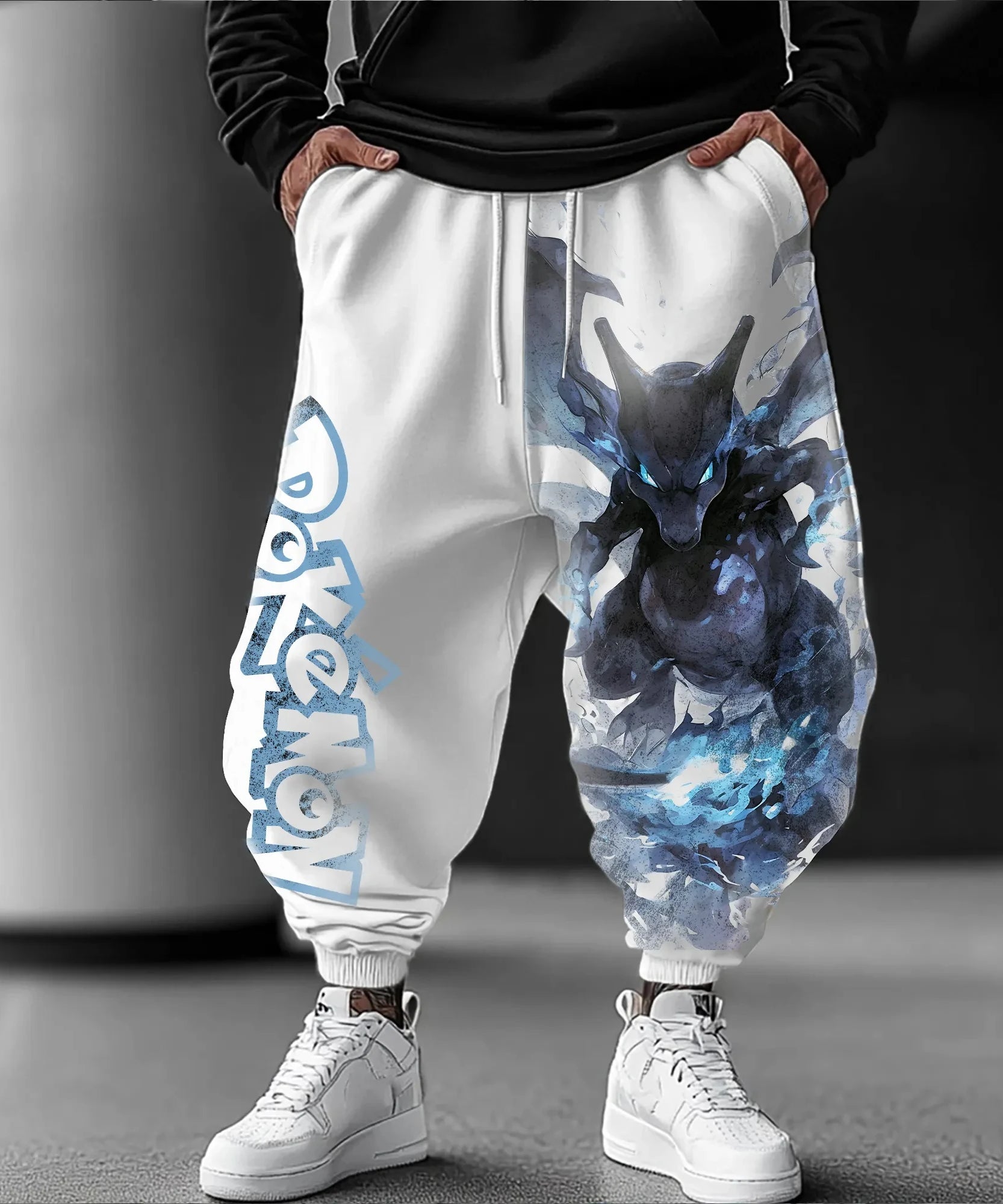 Pokémon  Anime Charizard X Printed Sweetpants Autumn/Winter Men's New Japanese Harajuku Loose Casual Cotton Tapped Pants