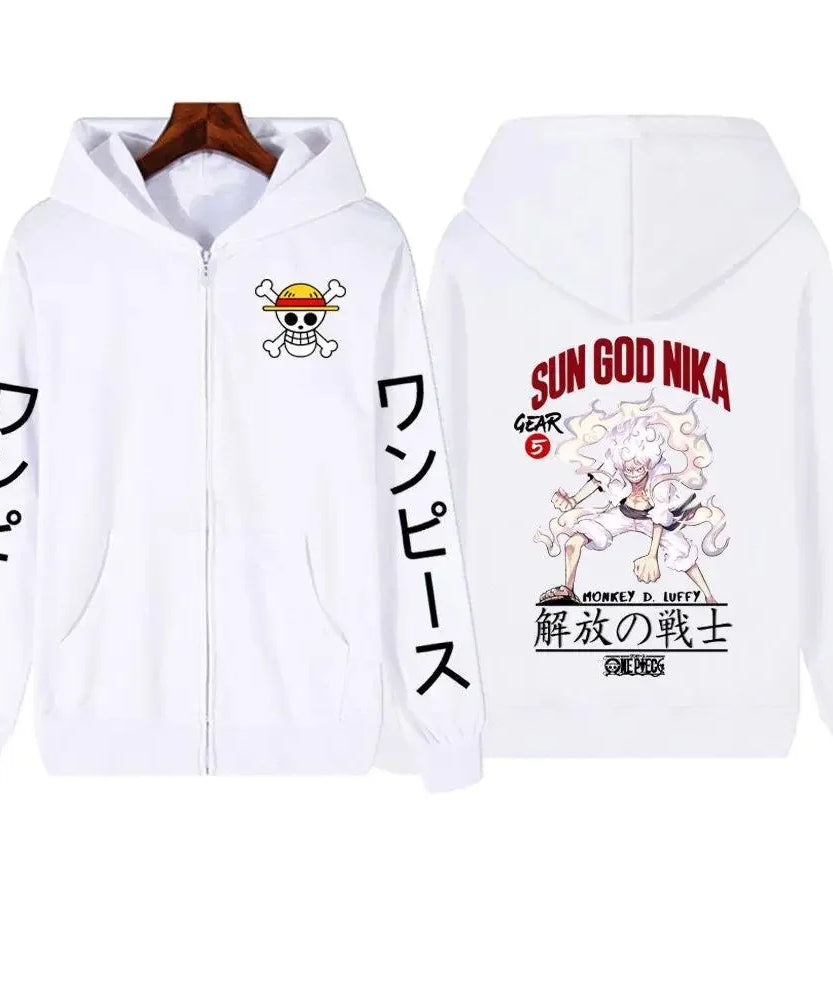 Anime Hooded Jacket One Piece Luffy Men Women Zip Up Sweatshirt Autumn Winter Fashion Graphic Print Streetwear Casual y2k Tops