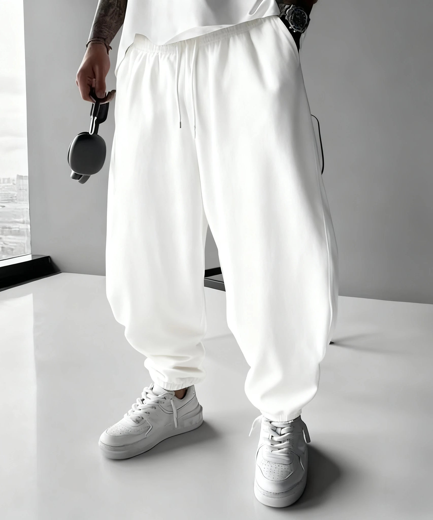 Pokémon Anime Mimikyu Printed White Sweatpants Autumn/Winter Men's New Japanese Harajuku Loose Casual Cotton Tapped Pants