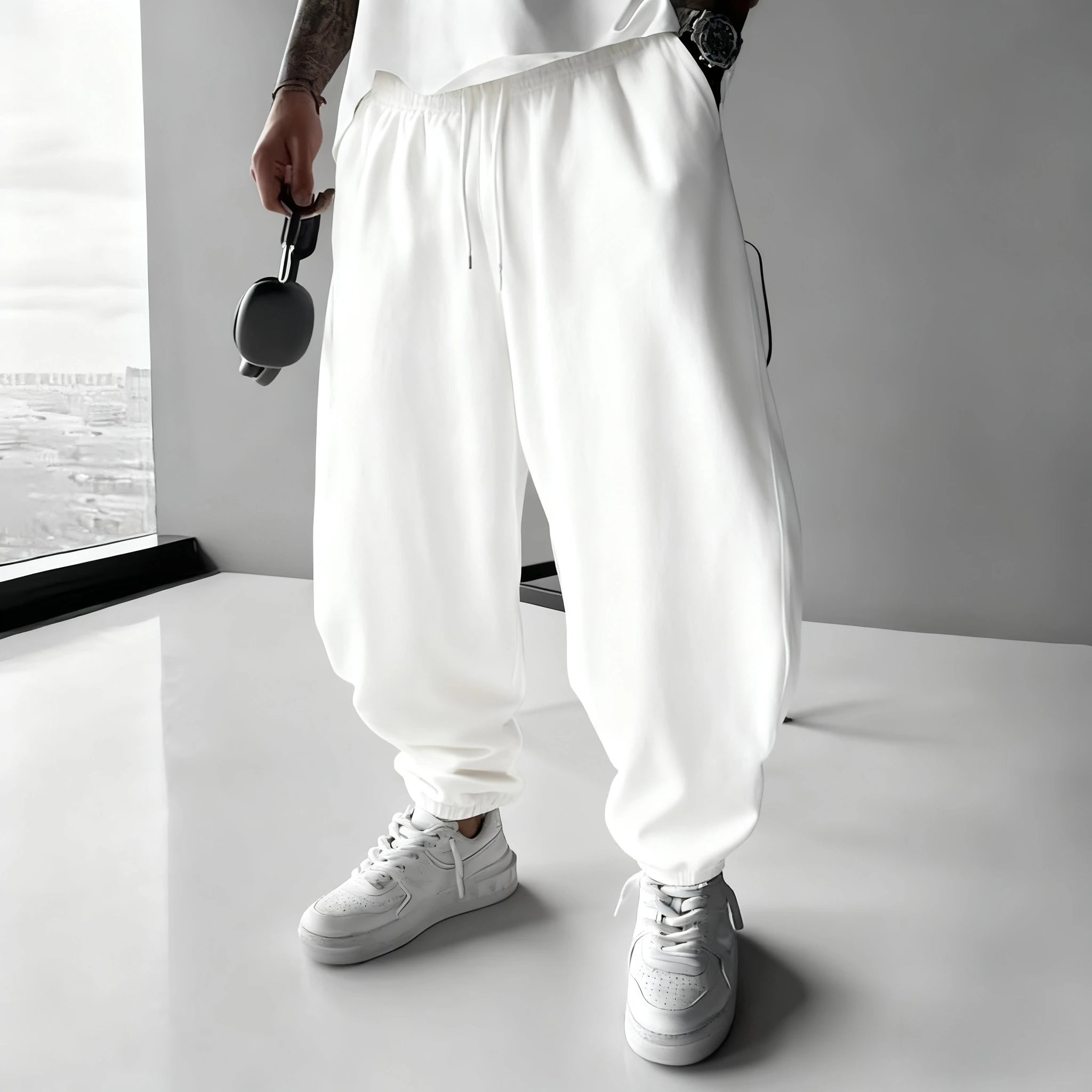 Pokémon Anime Mimikyu Printed White Sweatpants Autumn/Winter Men's New Japanese Harajuku Loose Casual Cotton Tapped Pants