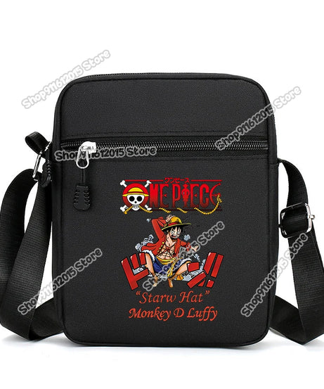 One Piece Men Shoulder Bag Anime Luffy Zoro Boy Oxford Cloth Crossbody Zipper Messenger Bags Outdoor Travel Small Phone Pouch