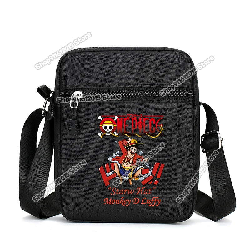 One Piece Men Shoulder Bag Anime Luffy Zoro Boy Oxford Cloth Crossbody Zipper Messenger Bags Outdoor Travel Small Phone Pouch